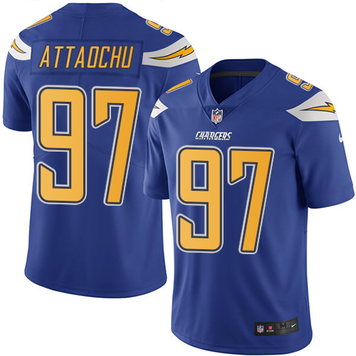 Youth Nike Los Angeles Chargers #97 Jeremiah Attaochu Limited Electric Blue Rush Vapor Untouchable NFL Jersey