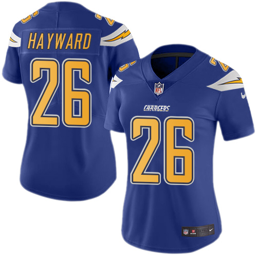 Women's Nike Los Angeles Chargers #26 Casey Hayward Limited Electric Blue Rush Vapor Untouchable NFL Jersey