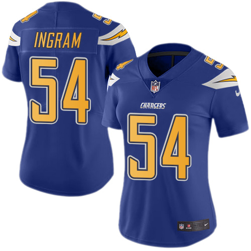 Women's Nike Los Angeles Chargers #54 Melvin Ingram Limited Electric Blue Rush Vapor Untouchable NFL Jersey