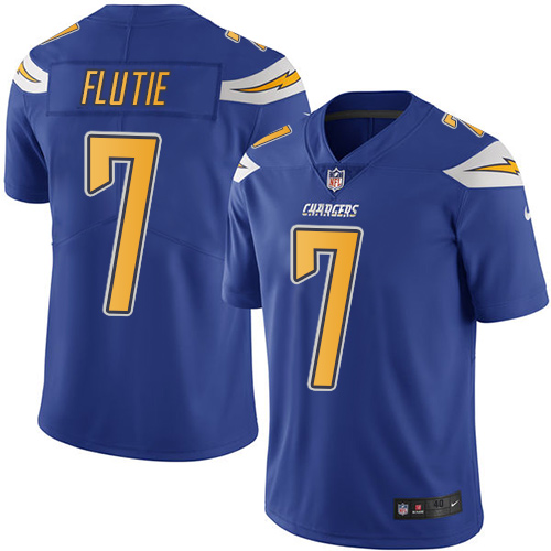 Men's Nike Los Angeles Chargers #7 Doug Flutie Elite Electric Blue Rush Vapor Untouchable NFL Jersey