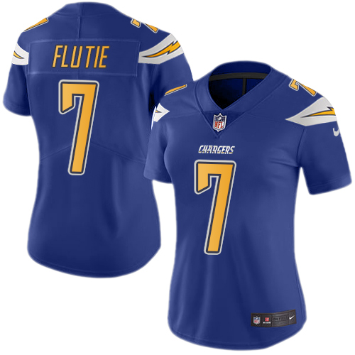 Women's Nike Los Angeles Chargers #7 Doug Flutie Limited Electric Blue Rush Vapor Untouchable NFL Jersey