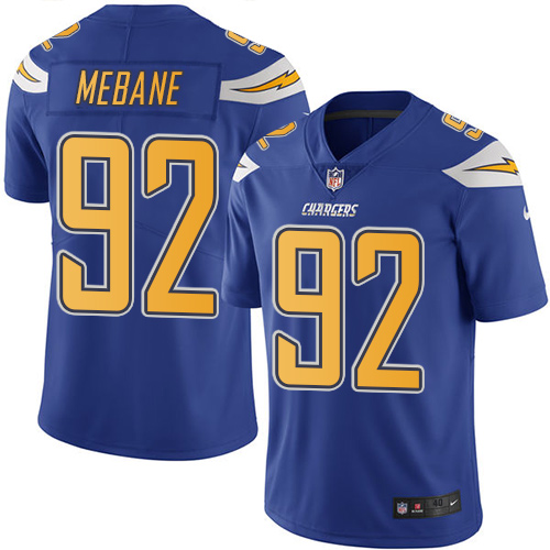 Men's Nike Los Angeles Chargers #92 Brandon Mebane Elite Electric Blue Rush Vapor Untouchable NFL Jersey