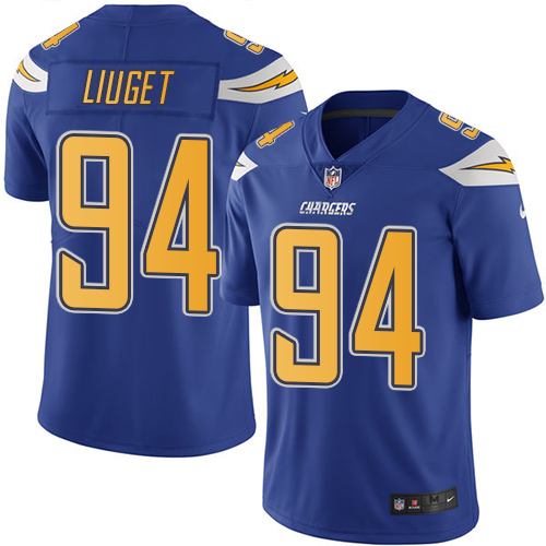 Men's Nike Los Angeles Chargers #94 Corey Liuget Limited Electric Blue Rush Vapor Untouchable NFL Jersey