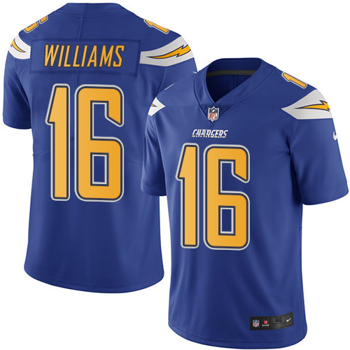 Men's Nike Los Angeles Chargers #16 Tyrell Williams Elite Electric Blue Rush Vapor Untouchable NFL Jersey
