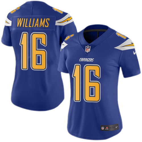 Women's Nike Los Angeles Chargers #16 Tyrell Williams Limited Electric Blue Rush Vapor Untouchable NFL Jersey