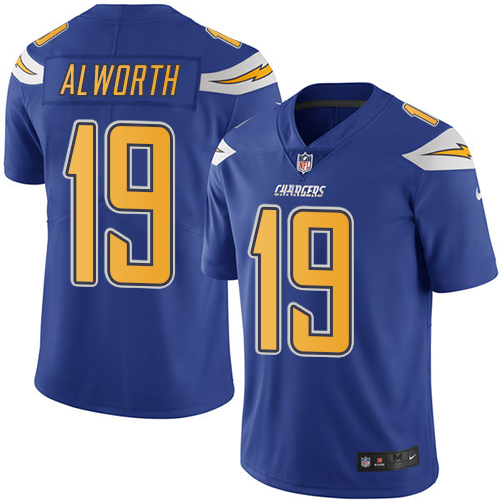 Men's Nike Los Angeles Chargers #19 Lance Alworth Limited Electric Blue Rush Vapor Untouchable NFL Jersey