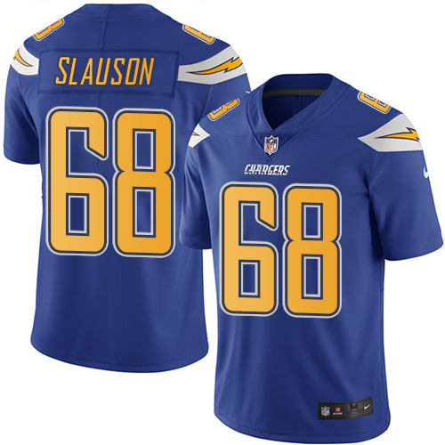 Men's Nike Los Angeles Chargers #68 Matt Slauson Limited Electric Blue Rush Vapor Untouchable NFL Jersey