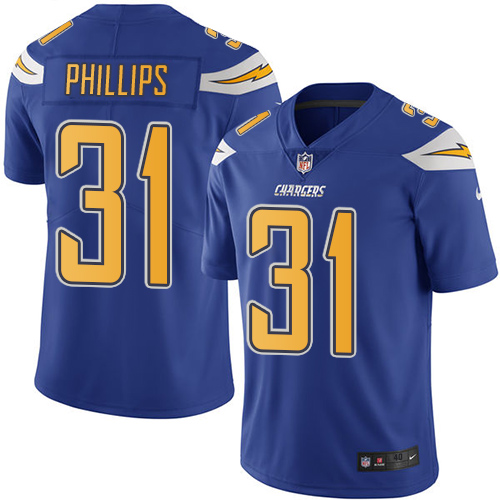 Men's Nike Los Angeles Chargers #31 Adrian Phillips Elite Electric Blue Rush Vapor Untouchable NFL Jersey