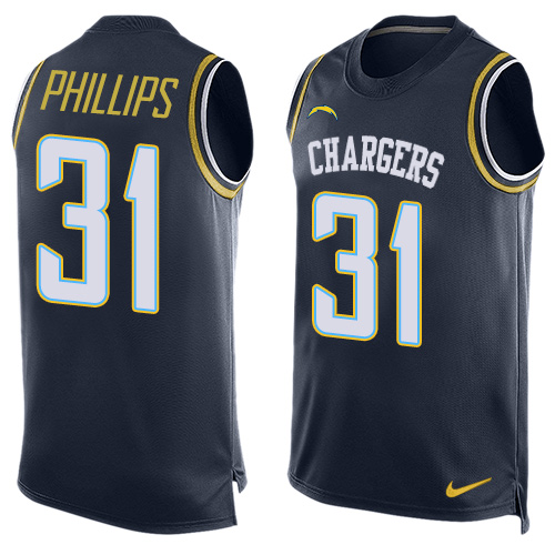 Men's Nike Los Angeles Chargers #31 Adrian Phillips Limited Navy Blue Player Name & Number Tank Top NFL Jersey