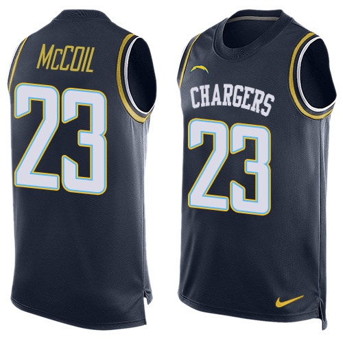 Men's Nike Los Angeles Chargers #23 Dexter McCoil Limited Navy Blue Player Name & Number Tank Top NFL Jersey