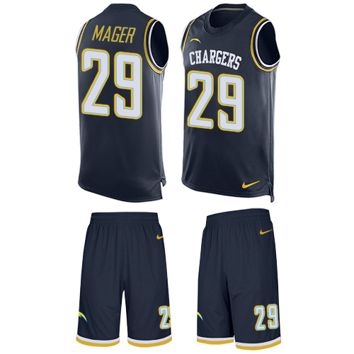 Men's Nike Los Angeles Chargers #29 Craig Mager Limited Navy Blue Tank Top Suit NFL Jersey