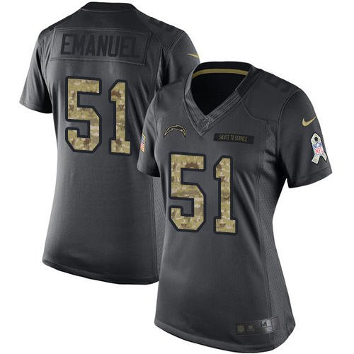 Women's Nike Los Angeles Chargers #51 Kyle Emanuel Limited Black 2016 Salute to Service NFL Jersey