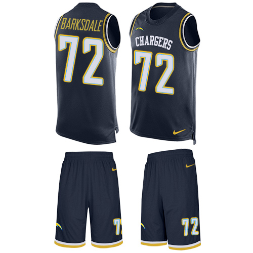 Men's Nike Los Angeles Chargers #72 Joe Barksdale Limited Navy Blue Tank Top Suit NFL Jersey