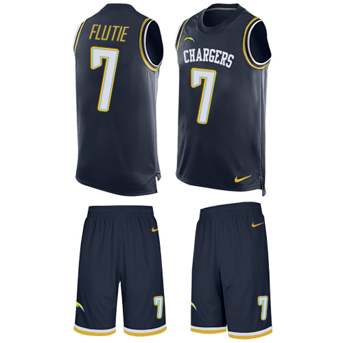 Men's Nike Los Angeles Chargers #7 Doug Flutie Limited Navy Blue Tank Top Suit NFL Jersey