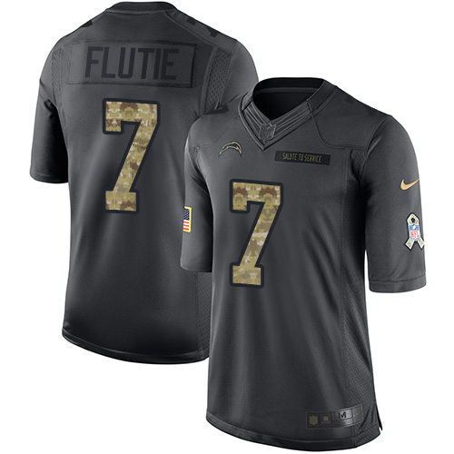 Men's Nike Los Angeles Chargers #7 Doug Flutie Limited Black 2016 Salute to Service NFL Jersey