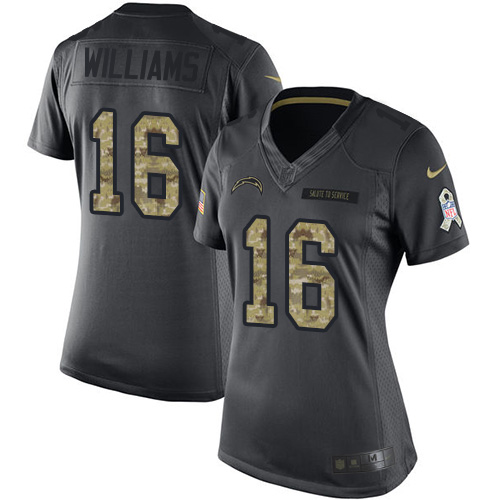 Women's Nike Los Angeles Chargers #16 Tyrell Williams Limited Black 2016 Salute to Service NFL Jersey