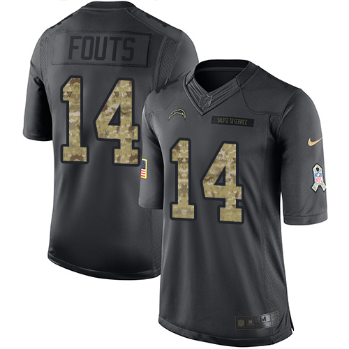 Youth Nike Los Angeles Chargers #14 Dan Fouts Limited Black 2016 Salute to Service NFL Jersey