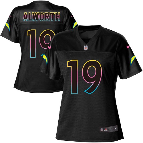 Women's Nike Los Angeles Chargers #19 Lance Alworth Game Black Fashion NFL Jersey