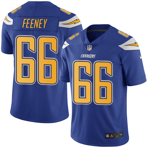 Men's Nike Los Angeles Chargers #66 Dan Feeney Limited Electric Blue Rush Vapor Untouchable NFL Jersey
