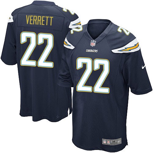 Men's Nike Los Angeles Chargers #22 Jason Verrett Game Navy Blue Team Color NFL Jersey