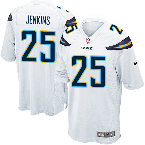 Men's Nike Los Angeles Chargers #25 Rayshawn Jenkins Game White NFL Jersey