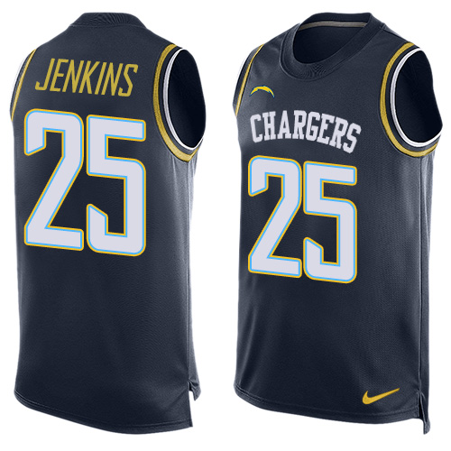 Men's Nike Los Angeles Chargers #25 Rayshawn Jenkins Limited Navy Blue Player Name & Number Tank Top NFL Jersey