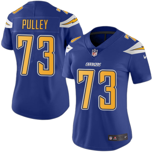 Women's Nike Los Angeles Chargers #73 Spencer Pulley Limited Electric Blue Rush Vapor Untouchable NFL Jersey