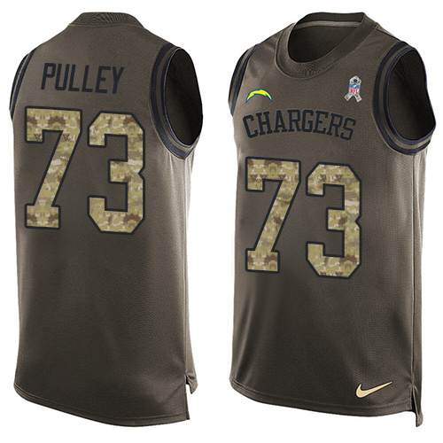 Men's Nike Los Angeles Chargers #73 Spencer Pulley Limited Green Salute to Service Tank Top NFL Jersey