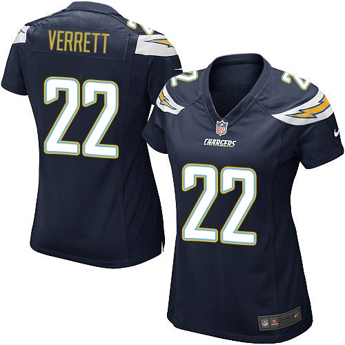 Women's Nike Los Angeles Chargers #22 Jason Verrett Game Navy Blue Team Color NFL Jersey