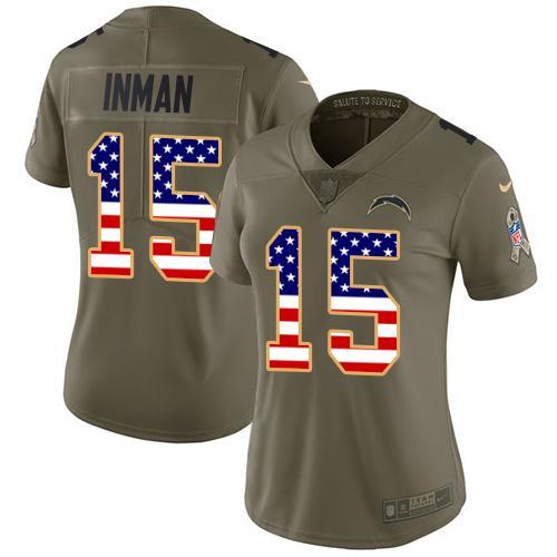 Women's Nike Los Angeles Chargers #15 Dontrelle Inman Limited Olive/USA Flag 2017 Salute to Service NFL Jersey