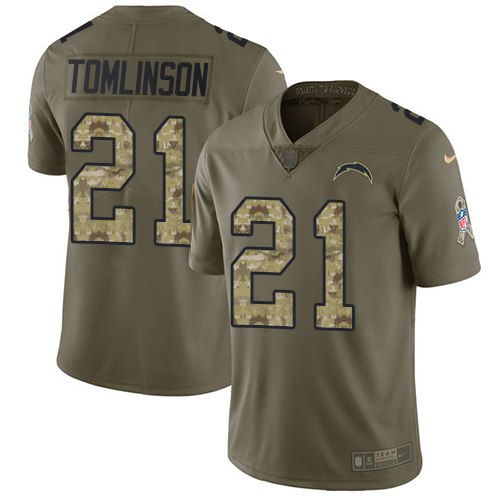 Men's Nike Los Angeles Chargers #21 LaDainian Tomlinson Limited Olive/Camo 2017 Salute to Service NFL Jersey