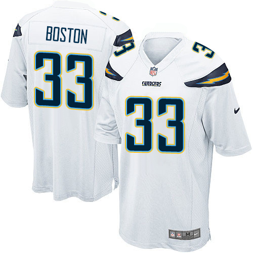Men's Nike Los Angeles Chargers #33 Tre Boston Game White NFL Jersey