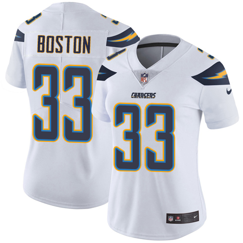 Women's Nike Los Angeles Chargers #33 Tre Boston White Vapor Untouchable Limited Player NFL Jersey
