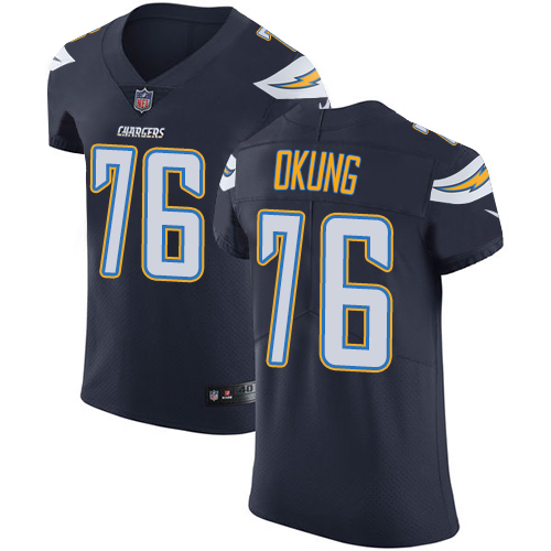 Men's Nike Los Angeles Chargers #76 Russell Okung Elite Navy Blue Team Color NFL Jersey