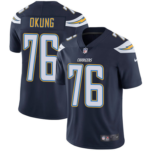Men's Nike Los Angeles Chargers #76 Russell Okung Navy Blue Team Color Vapor Untouchable Limited Player NFL Jersey