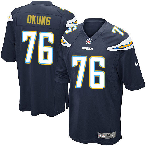 Men's Nike Los Angeles Chargers #76 Russell Okung Game Navy Blue Team Color NFL Jersey