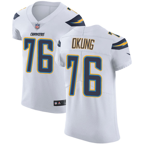 Men's Nike Los Angeles Chargers #76 Russell Okung Elite White NFL Jersey
