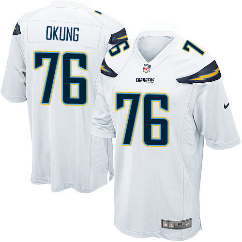 Men's Nike Los Angeles Chargers #76 Russell Okung Game White NFL Jersey