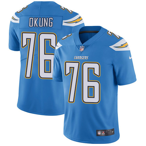 Men's Nike Los Angeles Chargers #76 Russell Okung Electric Blue Alternate Vapor Untouchable Limited Player NFL Jersey