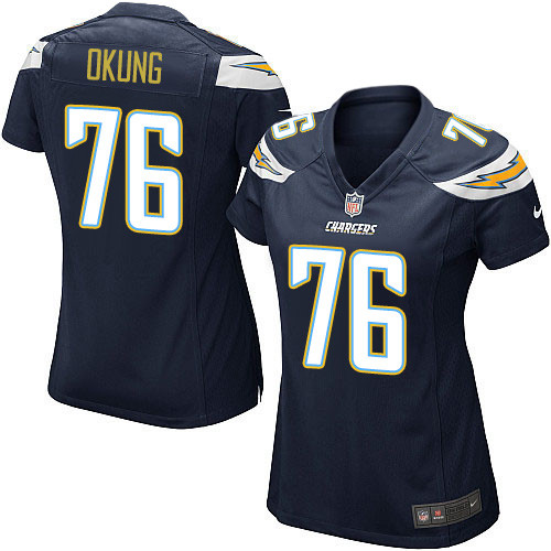 Women's Nike Los Angeles Chargers #76 Russell Okung Game Navy Blue Team Color NFL Jersey