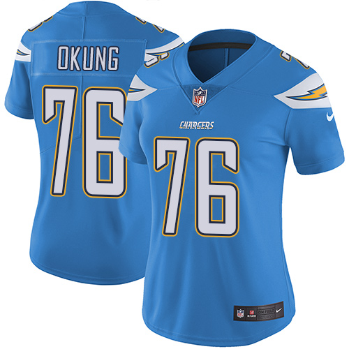 Women's Nike Los Angeles Chargers #76 Russell Okung Electric Blue Alternate Vapor Untouchable Elite Player NFL Jersey