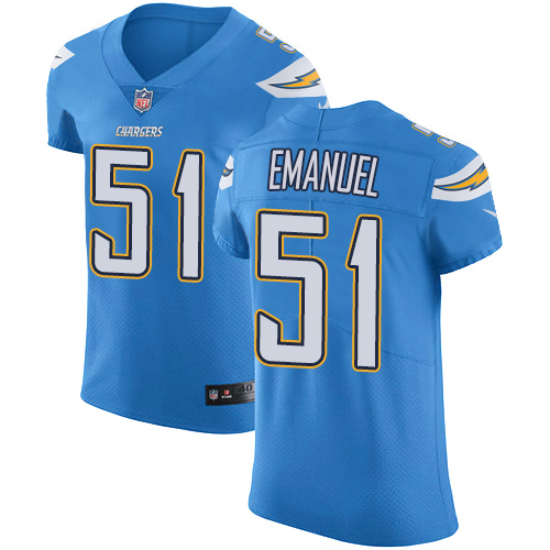 Men's Nike Los Angeles Chargers #51 Kyle Emanuel Elite Electric Blue Alternate NFL Jersey