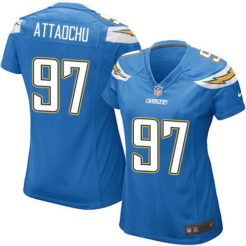 Women's Nike Los Angeles Chargers #97 Jeremiah Attaochu Game Electric Blue Alternate NFL Jersey