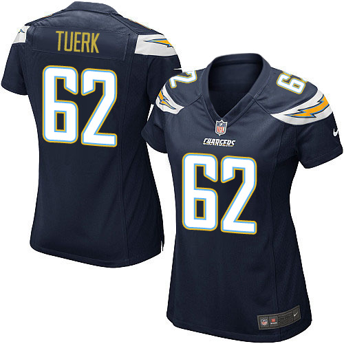 Women's Nike Los Angeles Chargers #62 Max Tuerk Game Navy Blue Team Color NFL Jersey
