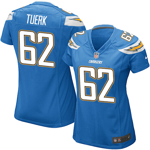 Women's Nike Los Angeles Chargers #62 Max Tuerk Game Electric Blue Alternate NFL Jersey