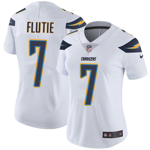 Women's Nike Los Angeles Chargers #7 Doug Flutie White Vapor Untouchable Elite Player NFL Jersey