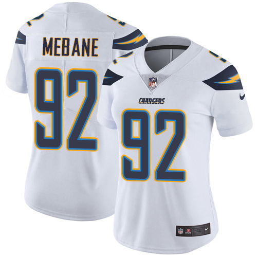Women's Nike Los Angeles Chargers #92 Brandon Mebane White Vapor Untouchable Limited Player NFL Jersey