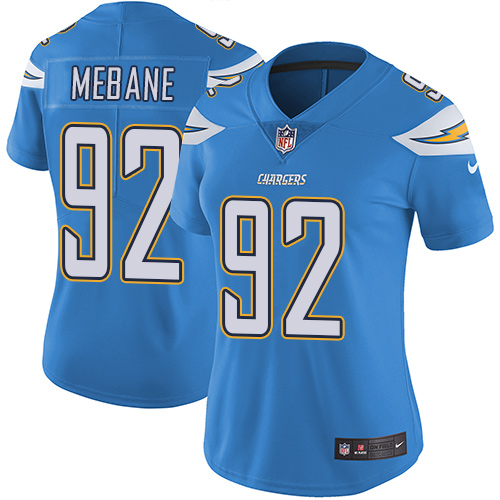 Women's Nike Los Angeles Chargers #92 Brandon Mebane Electric Blue Alternate Vapor Untouchable Limited Player NFL Jersey