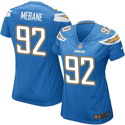 Women's Nike Los Angeles Chargers #92 Brandon Mebane Game Electric Blue Alternate NFL Jersey