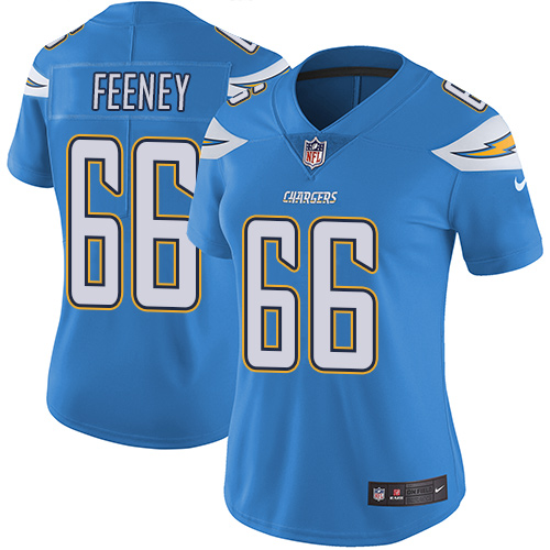 Women's Nike Los Angeles Chargers #66 Dan Feeney Electric Blue Alternate Vapor Untouchable Limited Player NFL Jersey